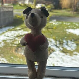 Jellycat Tan and Red Heart plush retired